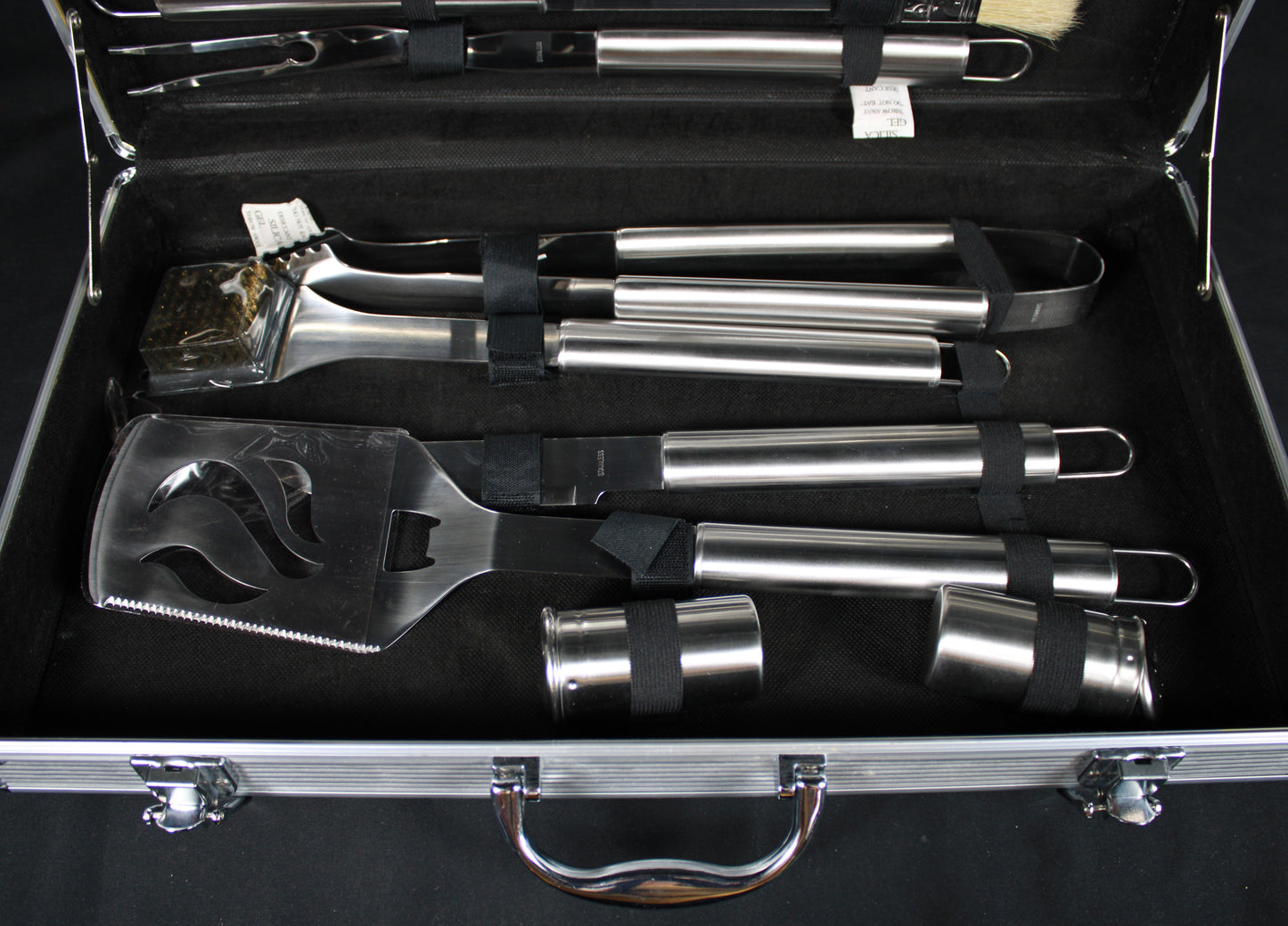 Deluxe 24-Piece Stainless Steel BBQ Grill Tool Set with Aluminum Carrying Case