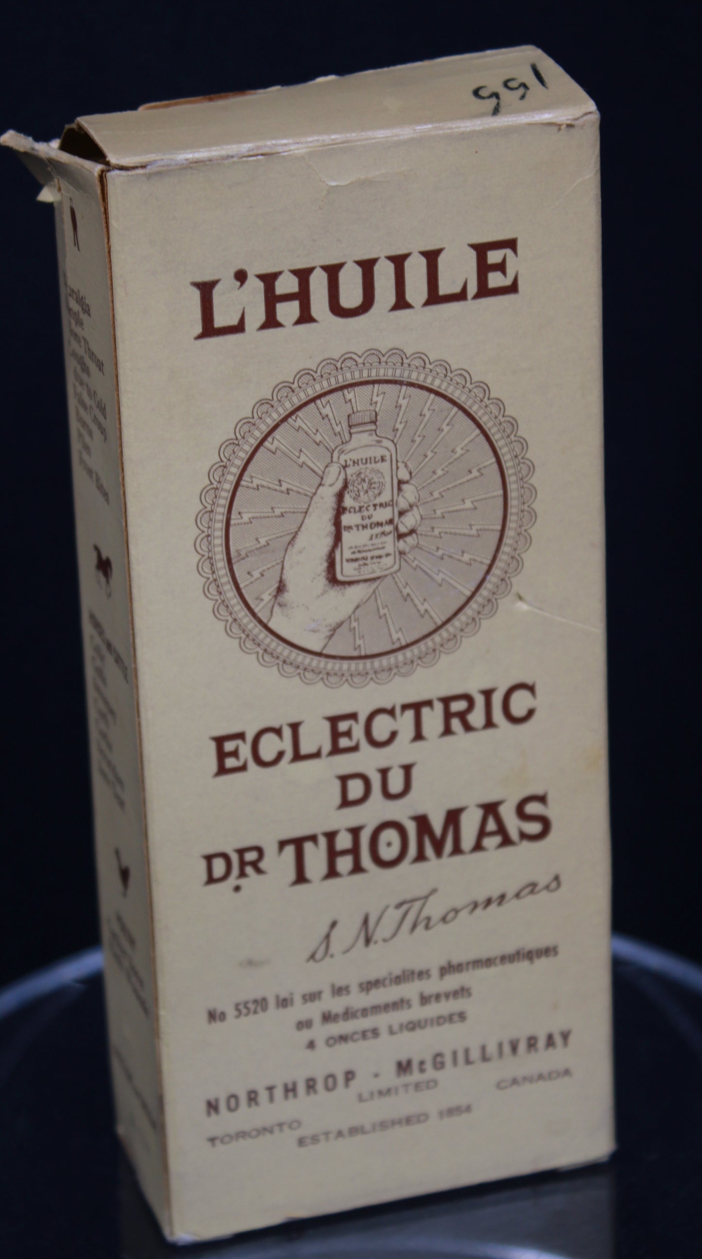Vintage Dr. Thomas' Eclectric Oil Bottle with Original Bilingual Box