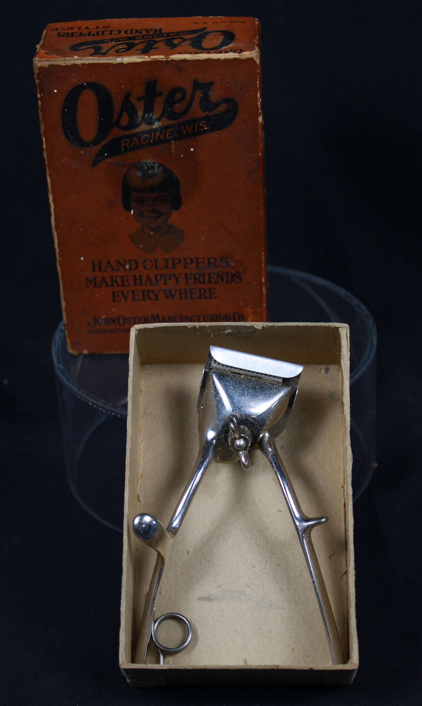 Vintage Barber Chic: Antique Oster No 000 Manual Hand Clippers with Original Box