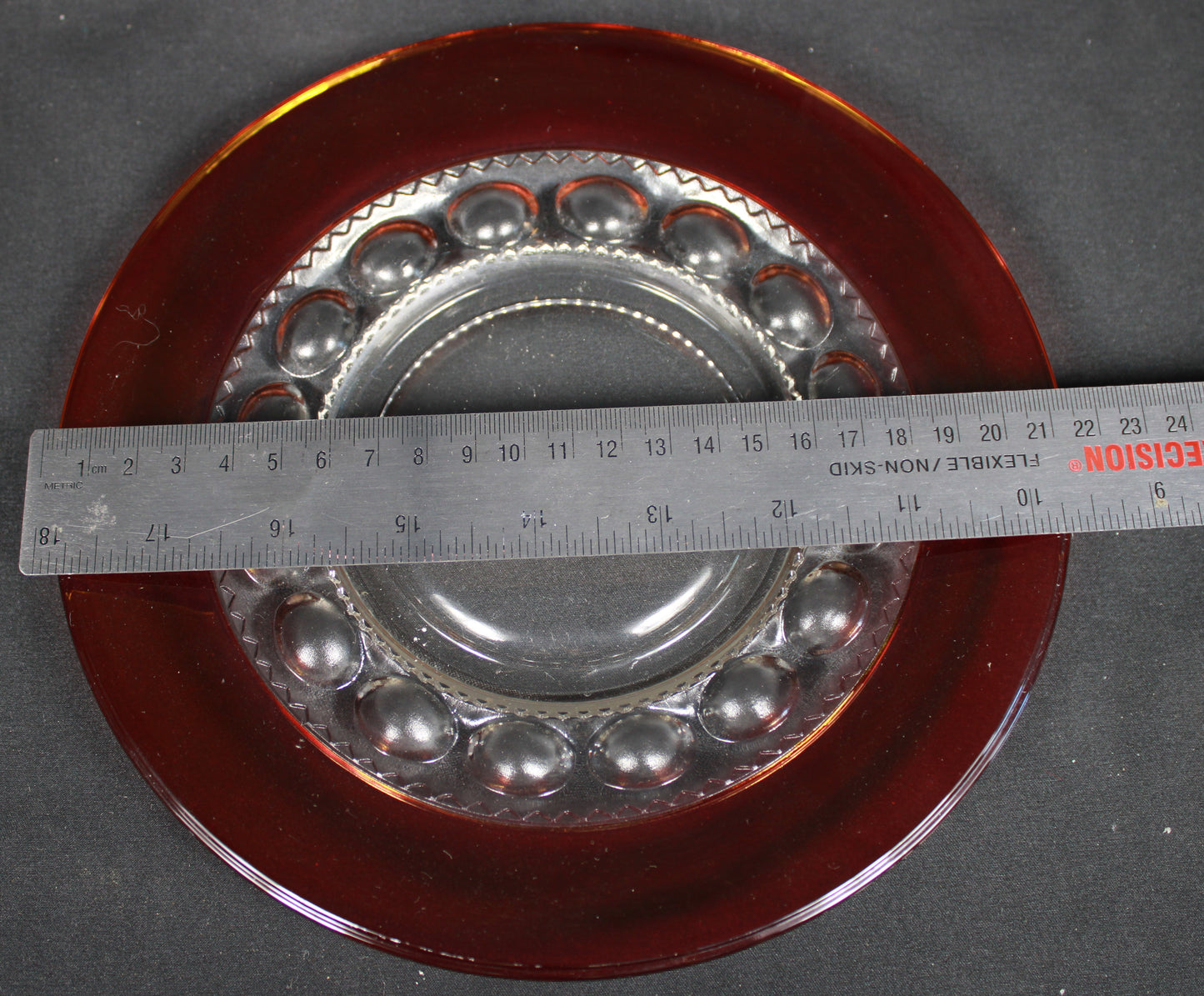 King's Crown Ruby Stained Glass Dessert Plates and Goblets Set