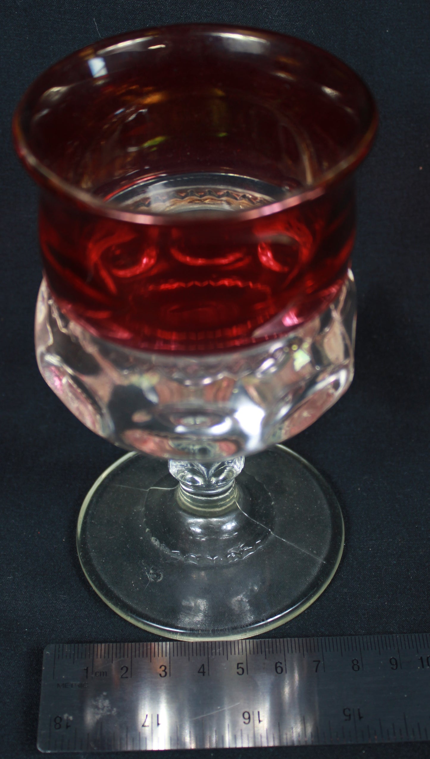 King's Crown Ruby Stained Glass Dessert Plates and Goblets Set