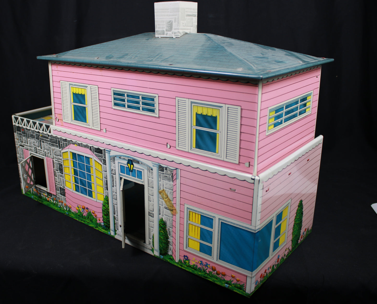 Vintage Marx Litho Tin Dollhouse with Superior Plastic Furniture Lot