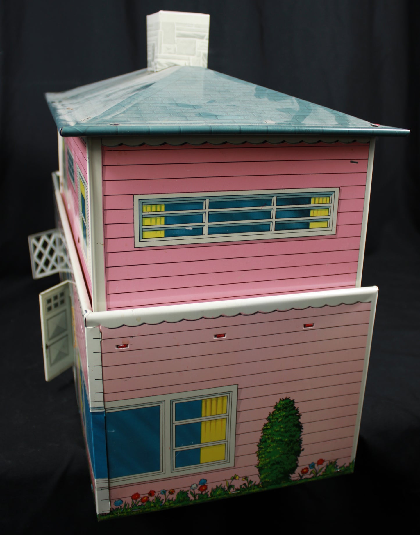 Vintage Marx Litho Tin Dollhouse with Superior Plastic Furniture Lot