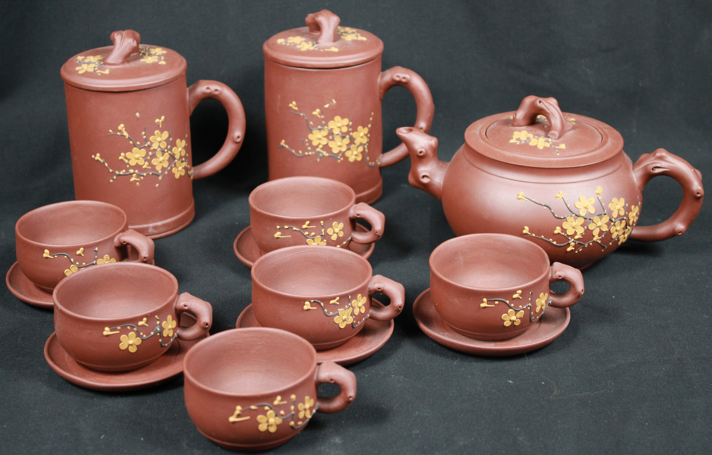 Chinese Yixing Zisha Clay Plum Blossom Tea Set