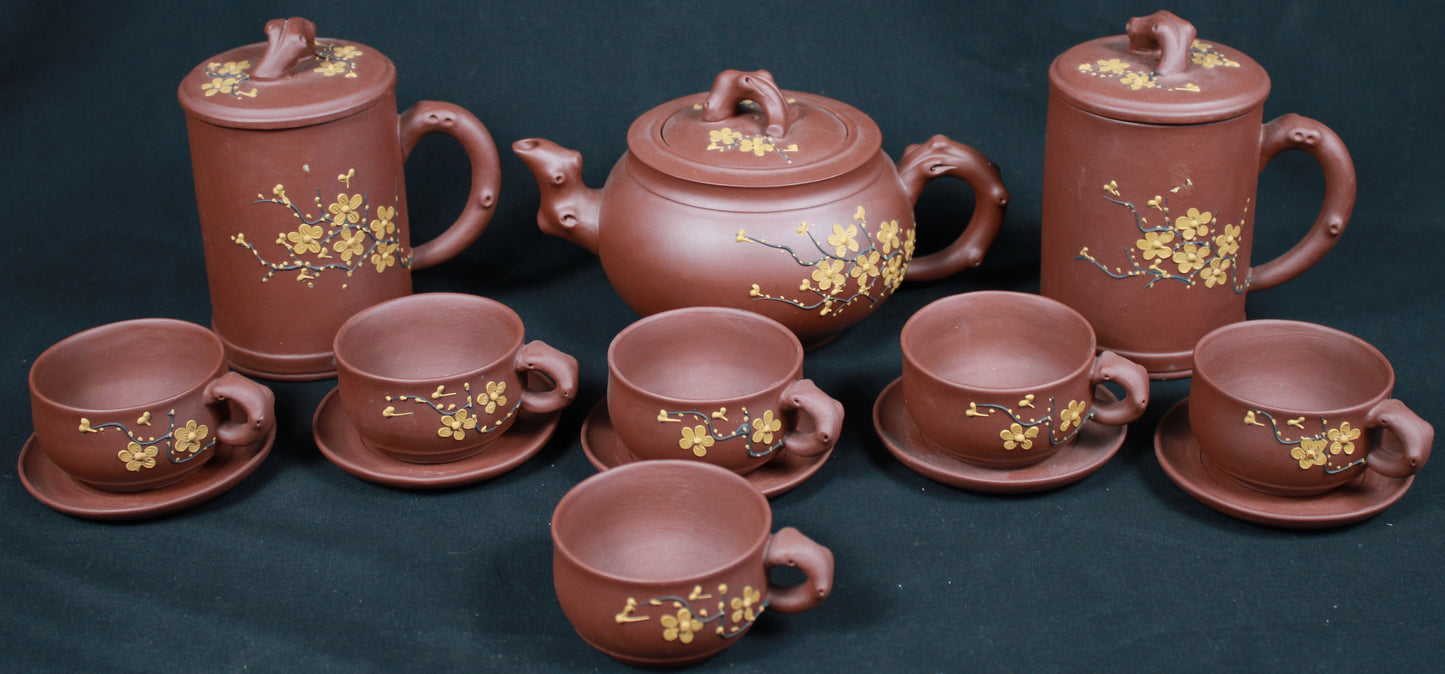 Chinese Yixing Zisha Clay Plum Blossom Tea Set
