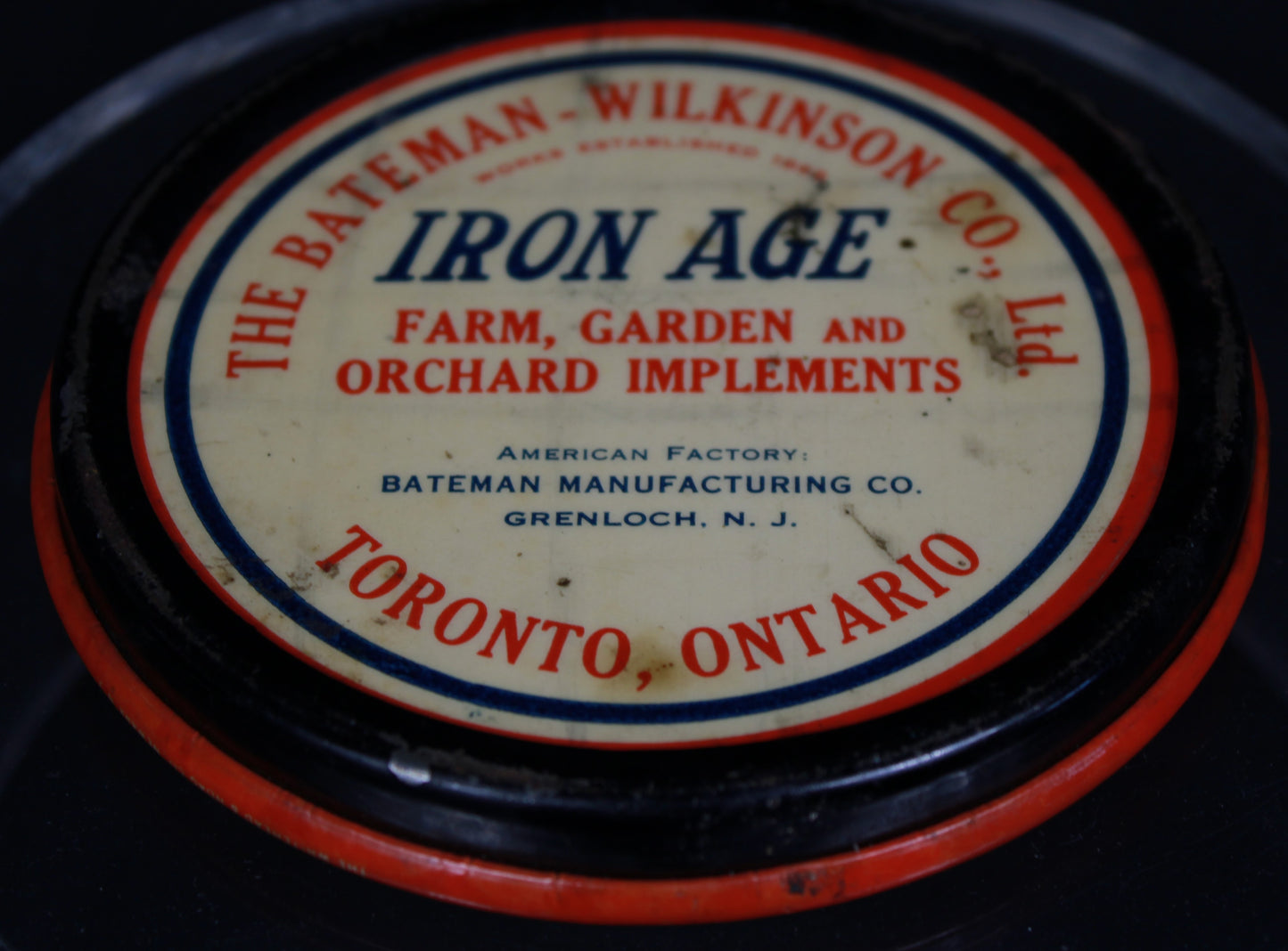 WWI Victory Iron Age Implements Lithographed Tin Sign