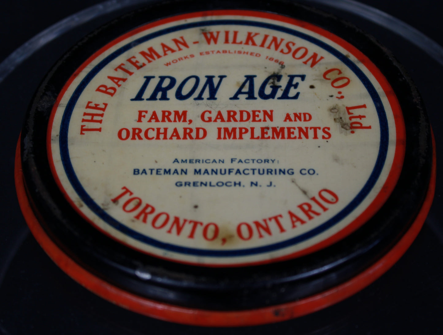 WWI Victory Iron Age Implements Lithographed Tin Sign