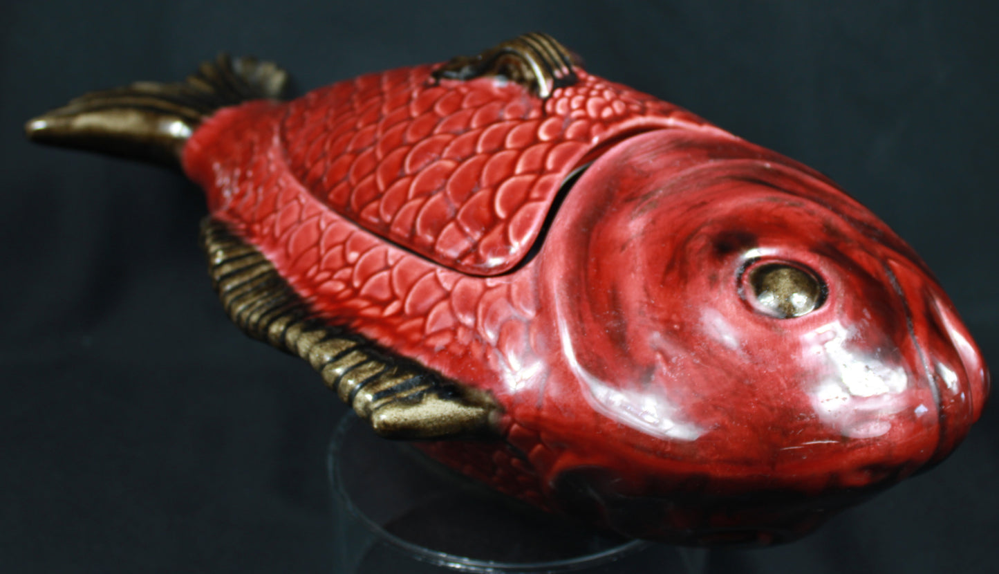 Ceramic Fish Soup Tureen with Matching Lid and Ladle 3 Piece Set