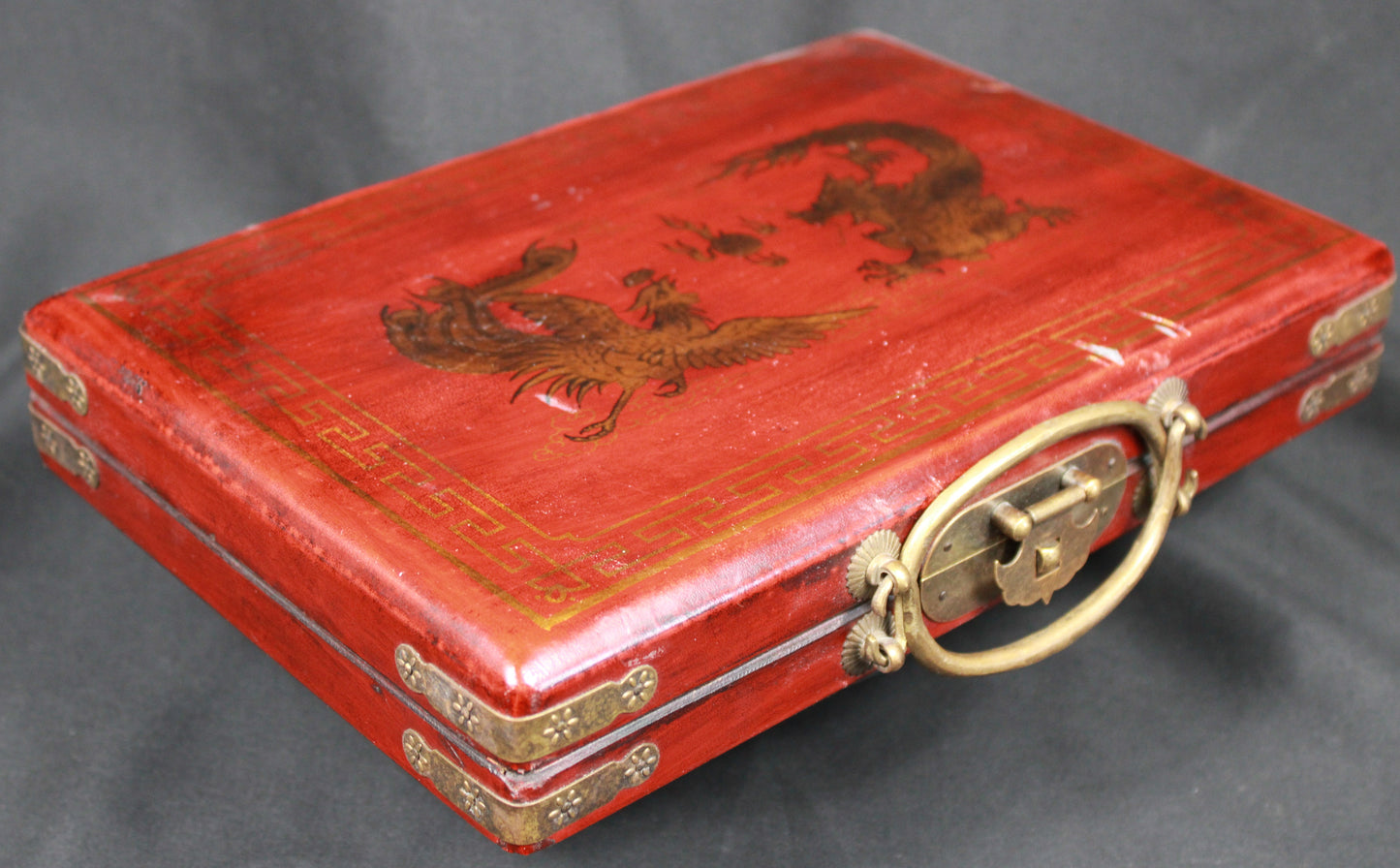 Chinese Mahjong Set with Dragon and Phoenix Embellished Case