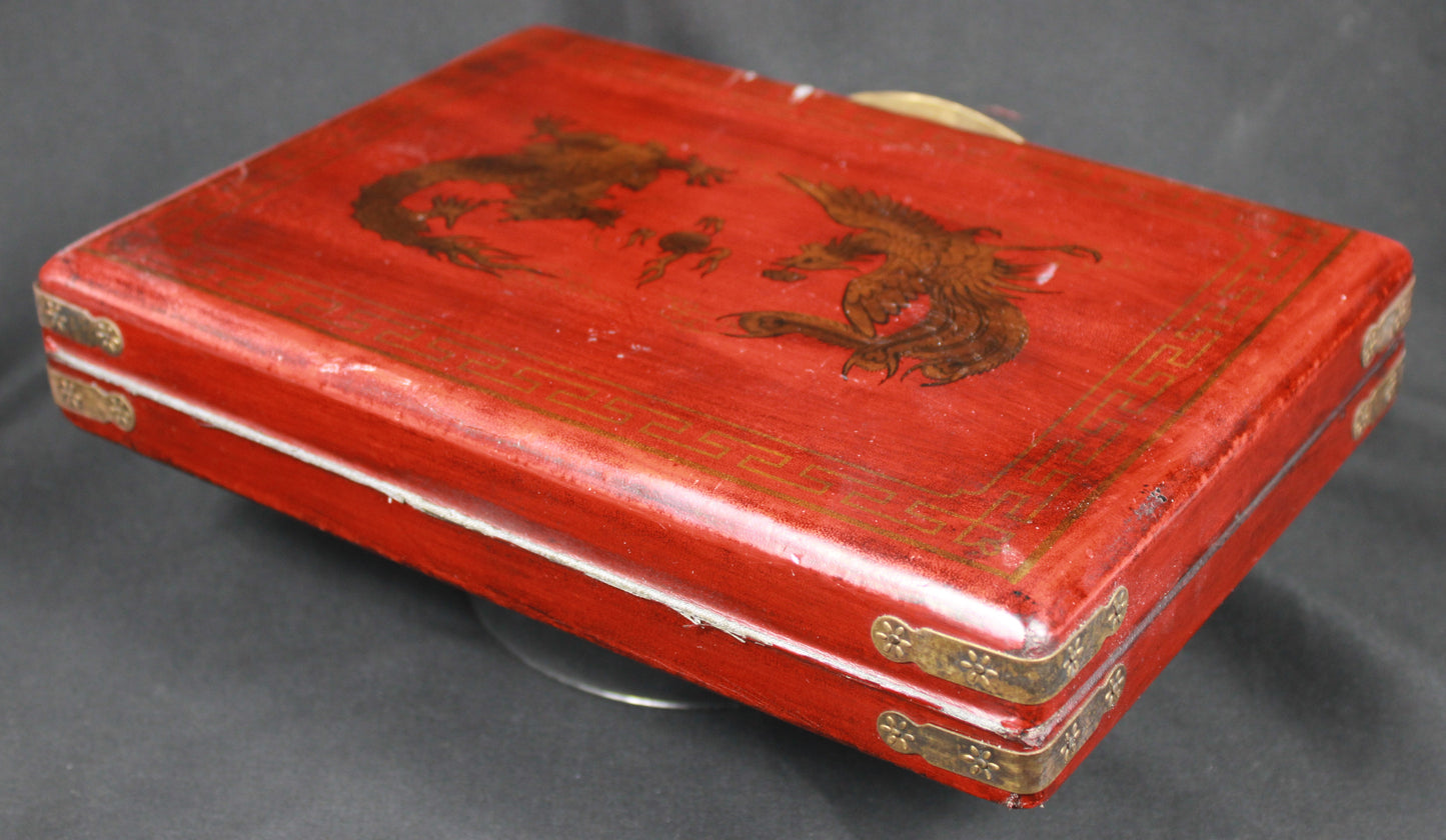 Chinese Mahjong Set with Dragon and Phoenix Embellished Case