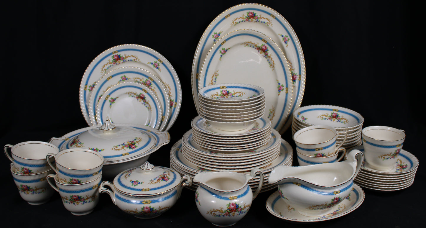 Vintage Johnson Bros England Blue Garland Dinnerware Set