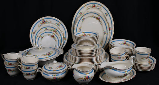 Vintage Johnson Bros England Blue Garland Dinnerware Set
