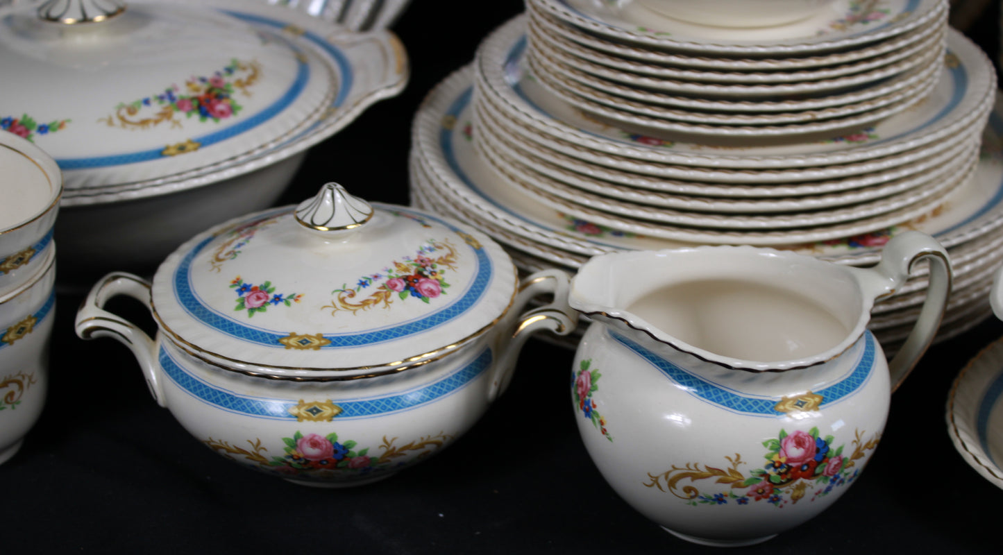 Vintage Johnson Bros England Blue Garland Dinnerware Set
