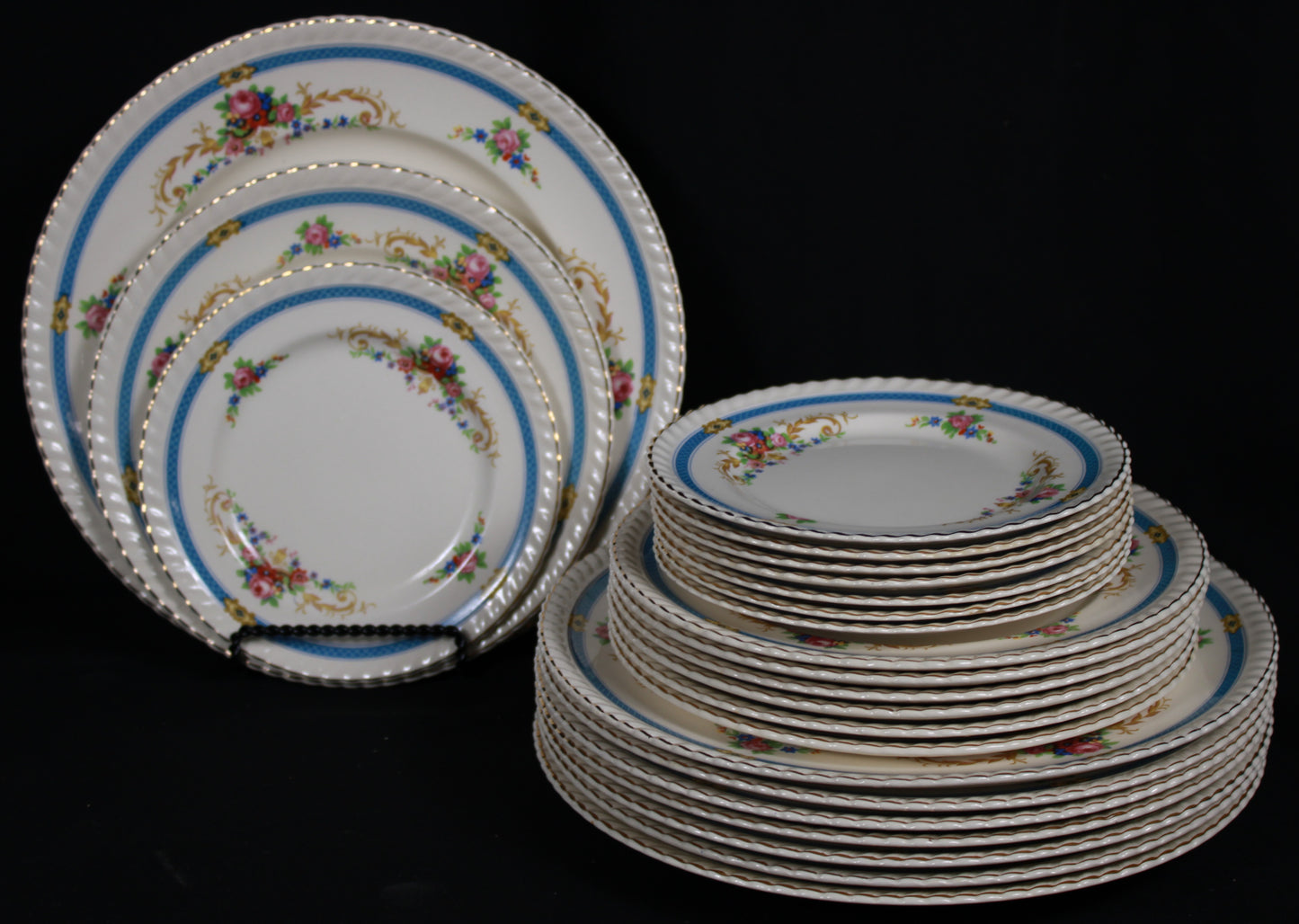 Vintage Johnson Bros England Blue Garland Dinnerware Set