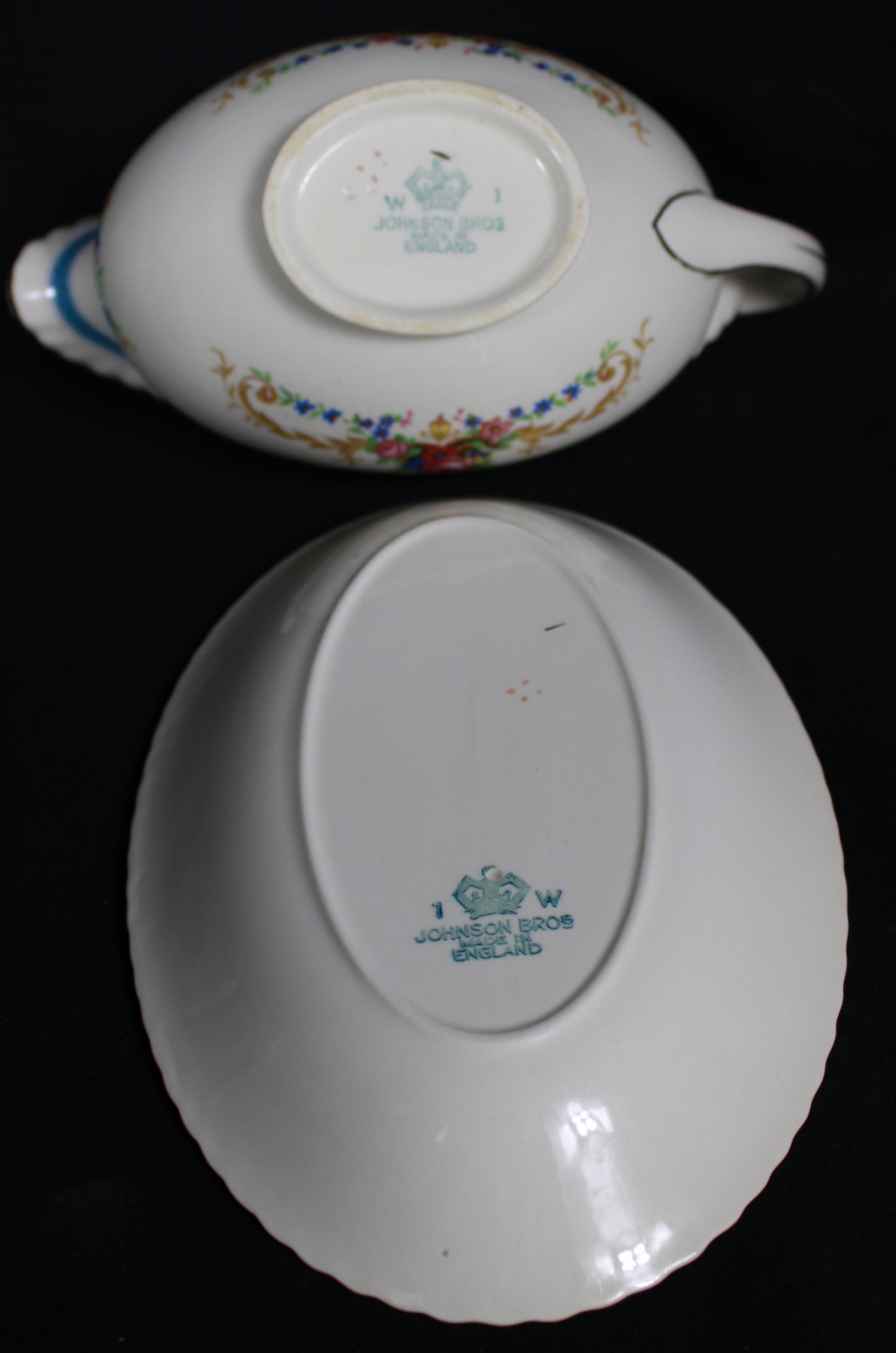 Vintage Johnson Bros England Blue Garland Dinnerware Set