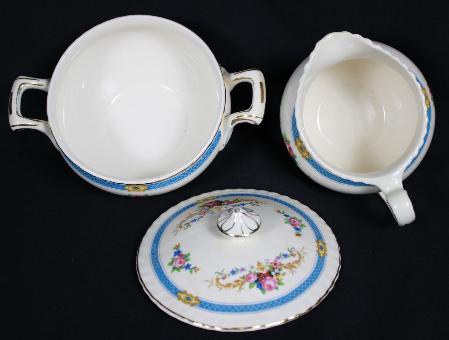 Vintage Johnson Bros England Blue Garland Dinnerware Set