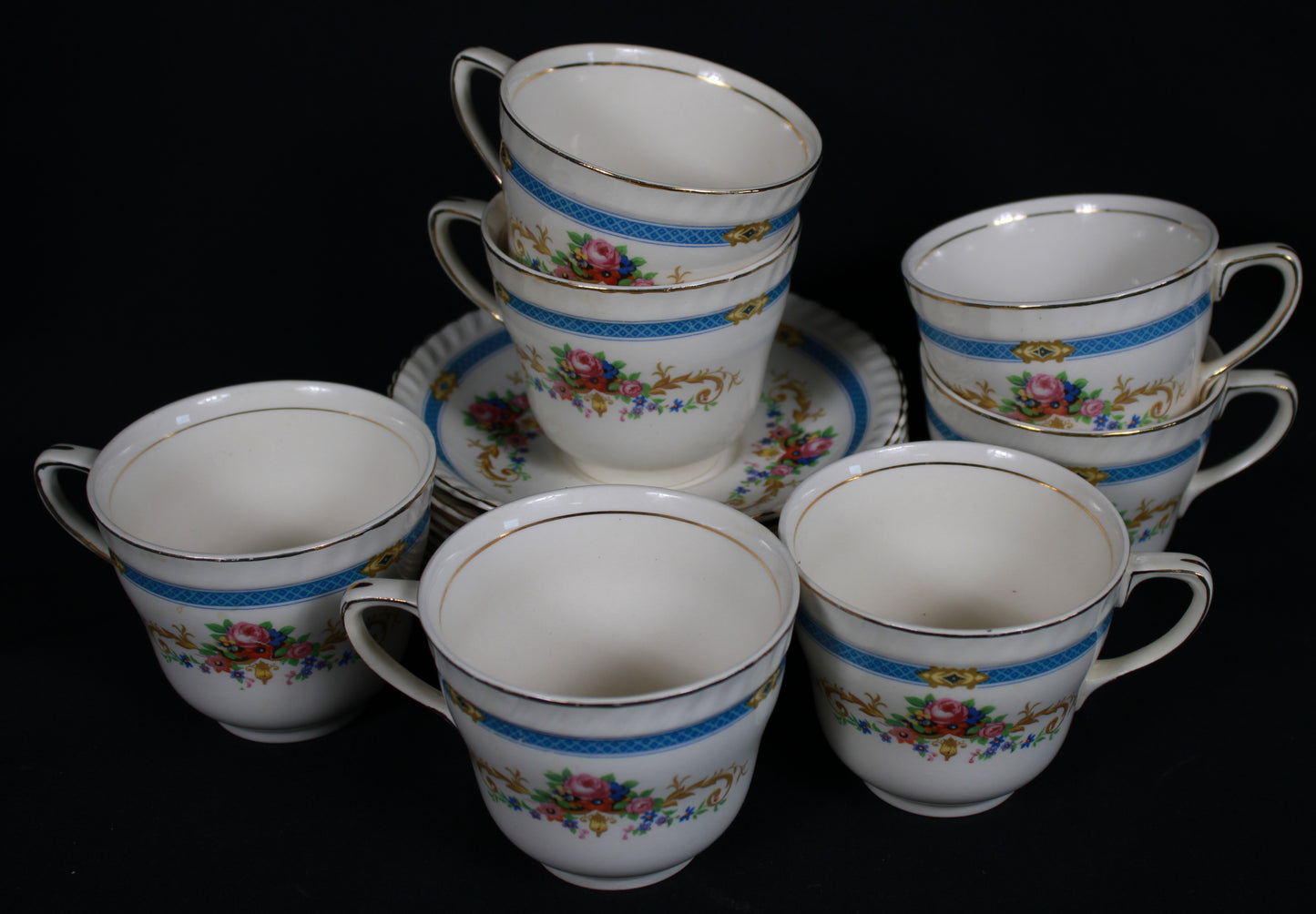 Vintage Johnson Bros England Blue Garland Dinnerware Set