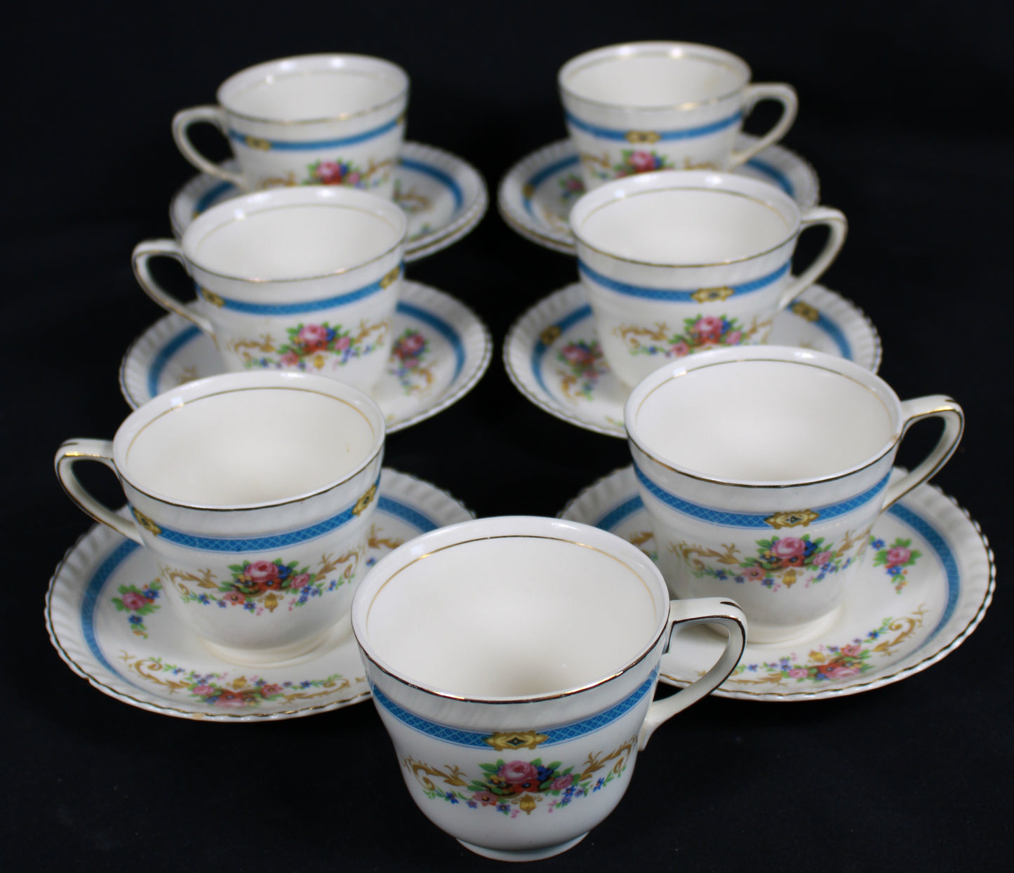 Vintage Johnson Bros England Blue Garland Dinnerware Set
