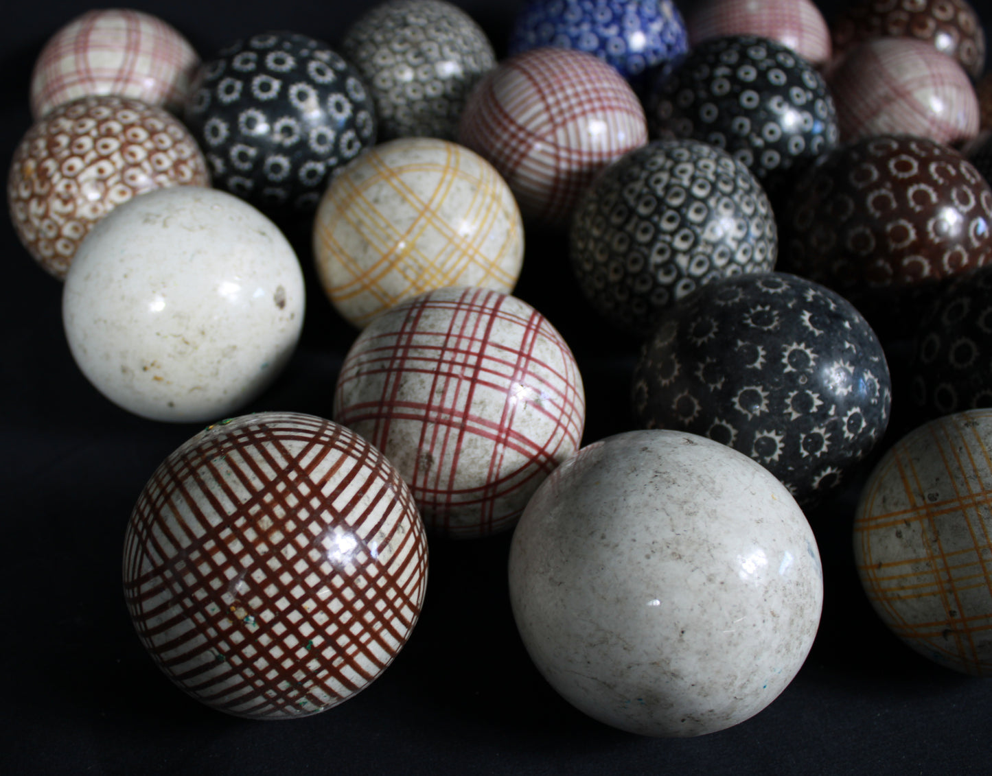 Antique Carpet Bowls Collection Vintage Ceramic Stoneware Indoor Bowls Lot of 22