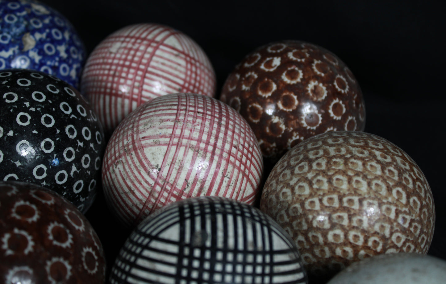 Antique Carpet Bowls Collection Vintage Ceramic Stoneware Indoor Bowls Lot of 22