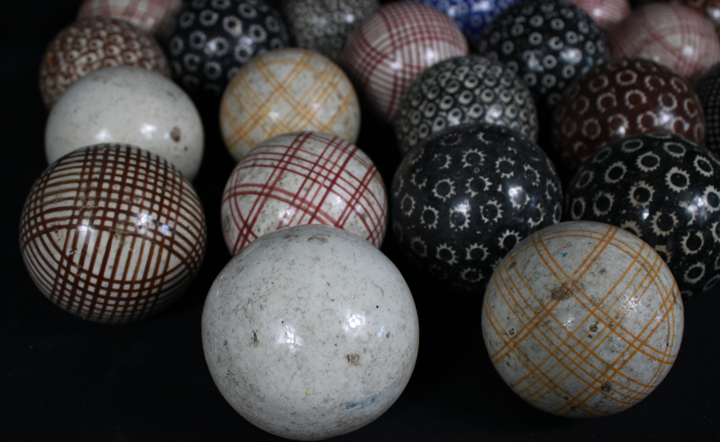 Antique Carpet Bowls Collection Vintage Ceramic Stoneware Indoor Bowls Lot of 22