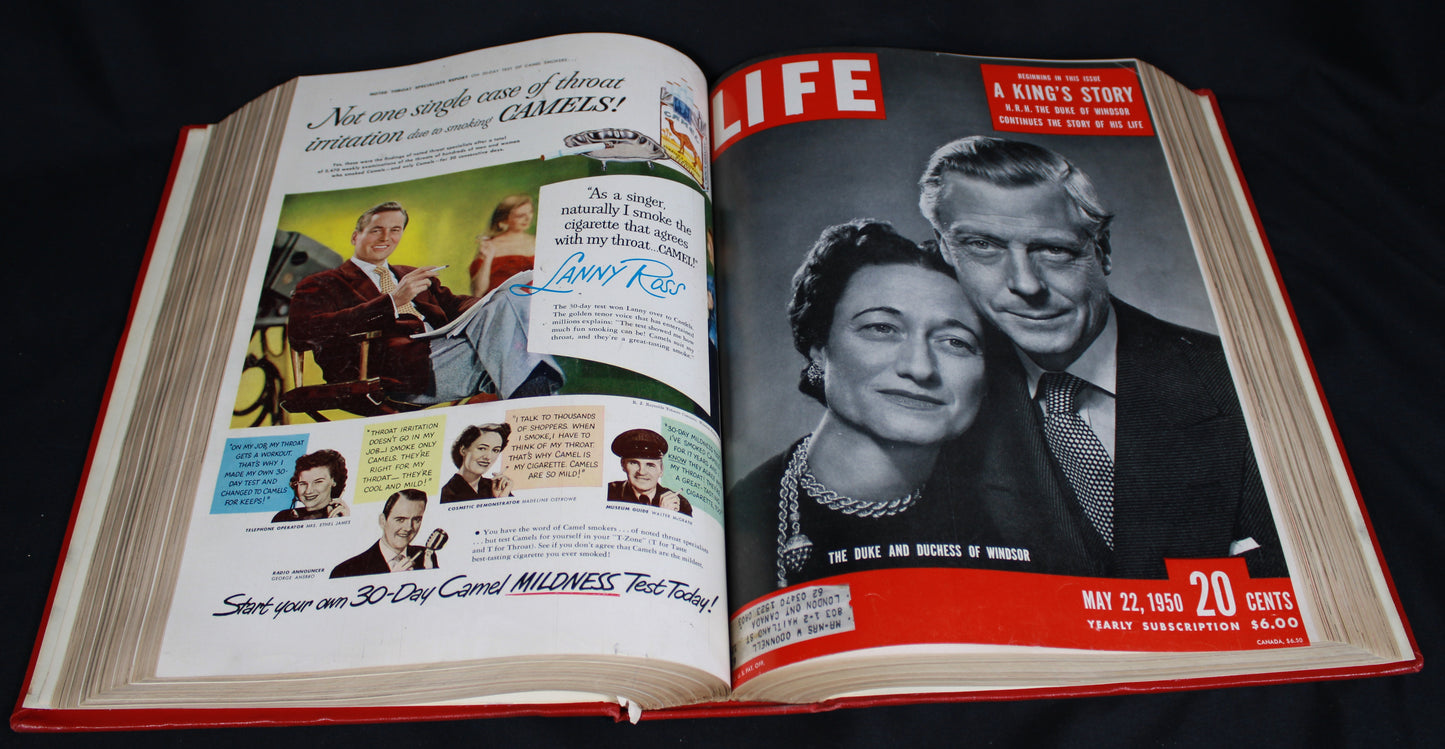 Bound Volume of Vintage LIFE Magazines April to June 1950 Mid-Century History