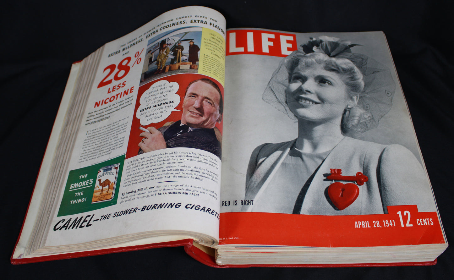 Bound Volume of Vintage Life Magazines April to June 1941 WWII Era
