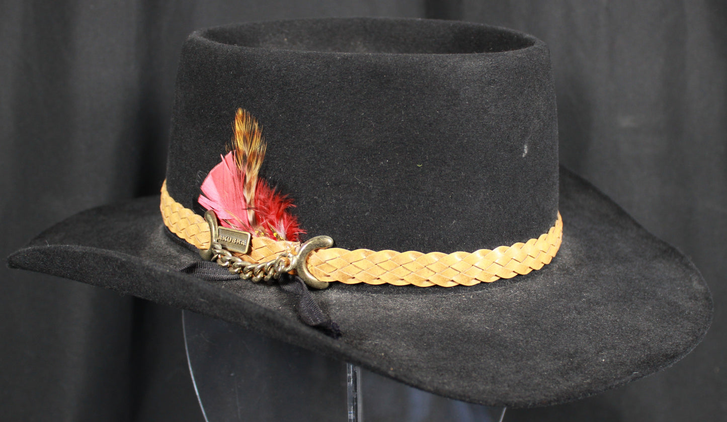 Akubra Imperial Quality Black Pure Fur Felt Australian Outback Hat Size 56