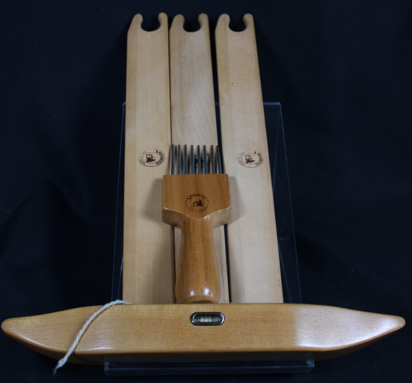 Leclerc Wooden Weaving and Tapestry Tools Set Boat Shuttle Shuttles and Beater Comb