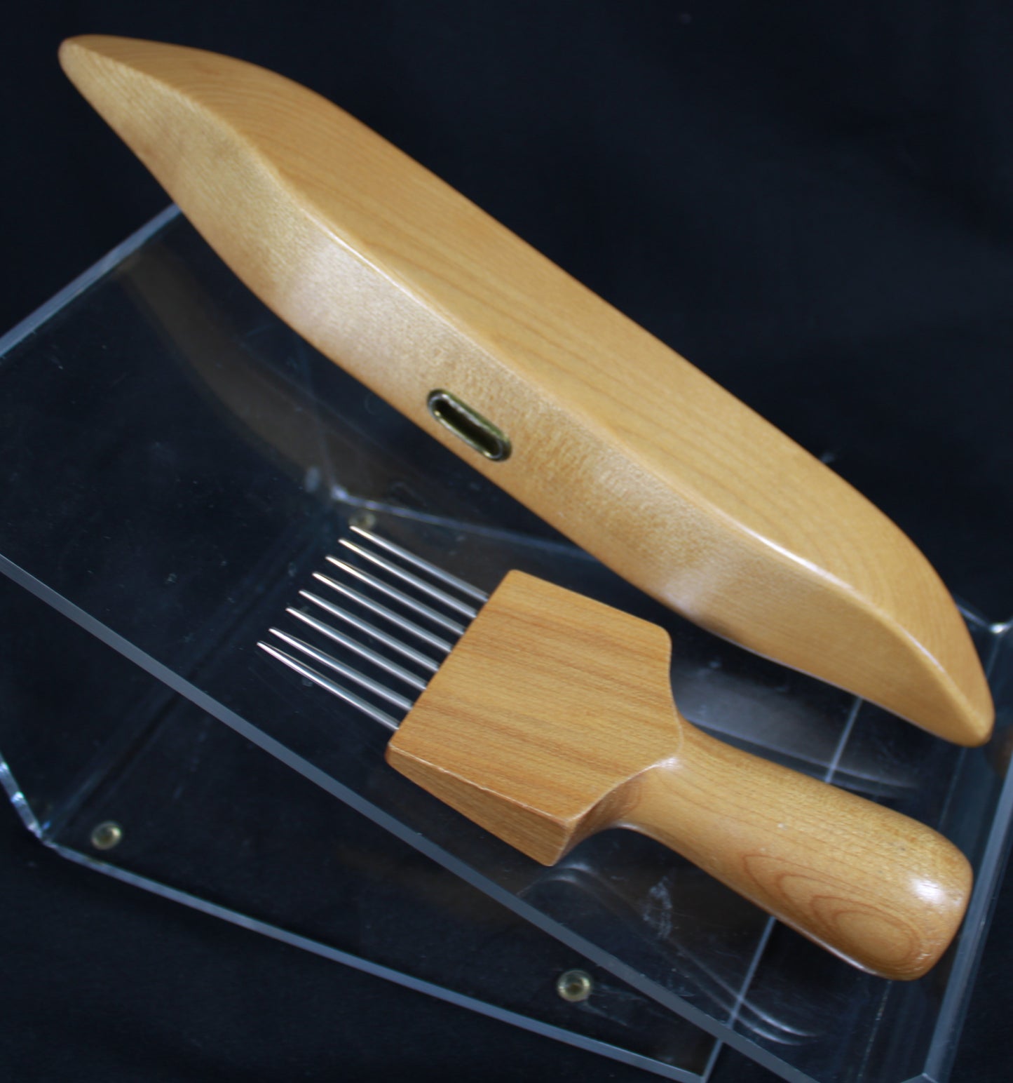 Leclerc Wooden Weaving and Tapestry Tools Set Boat Shuttle Shuttles and Beater Comb