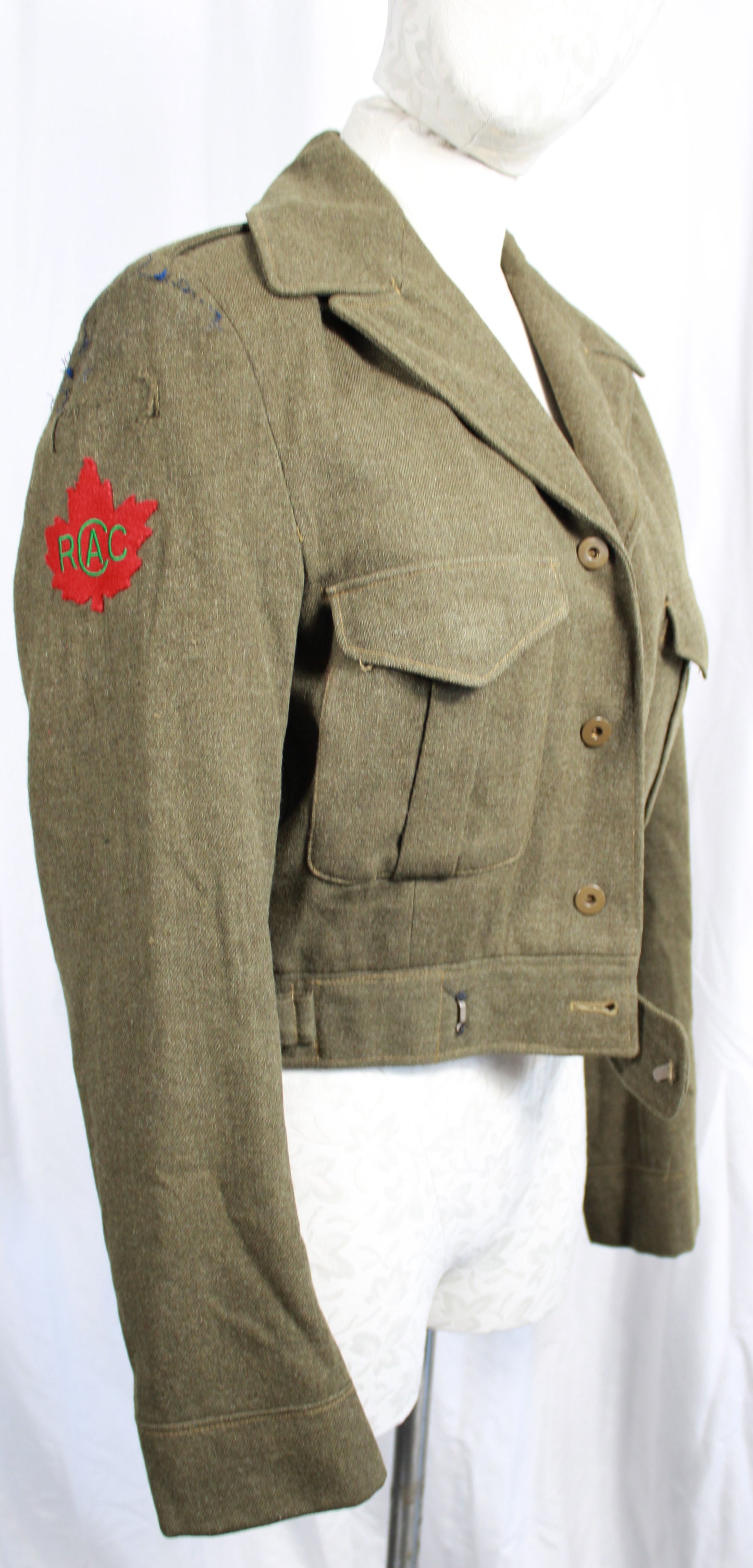 Vintage 1955 Master Craft Royal Canadian Army Cadet Khaki Wool Battledress Jacket Blouse Size 22