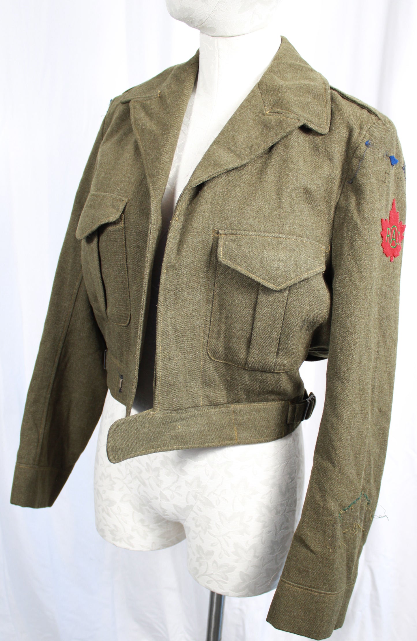 Vintage 1955 Master Craft Royal Canadian Army Cadet Khaki Wool Battledress Jacket Blouse Size 22
