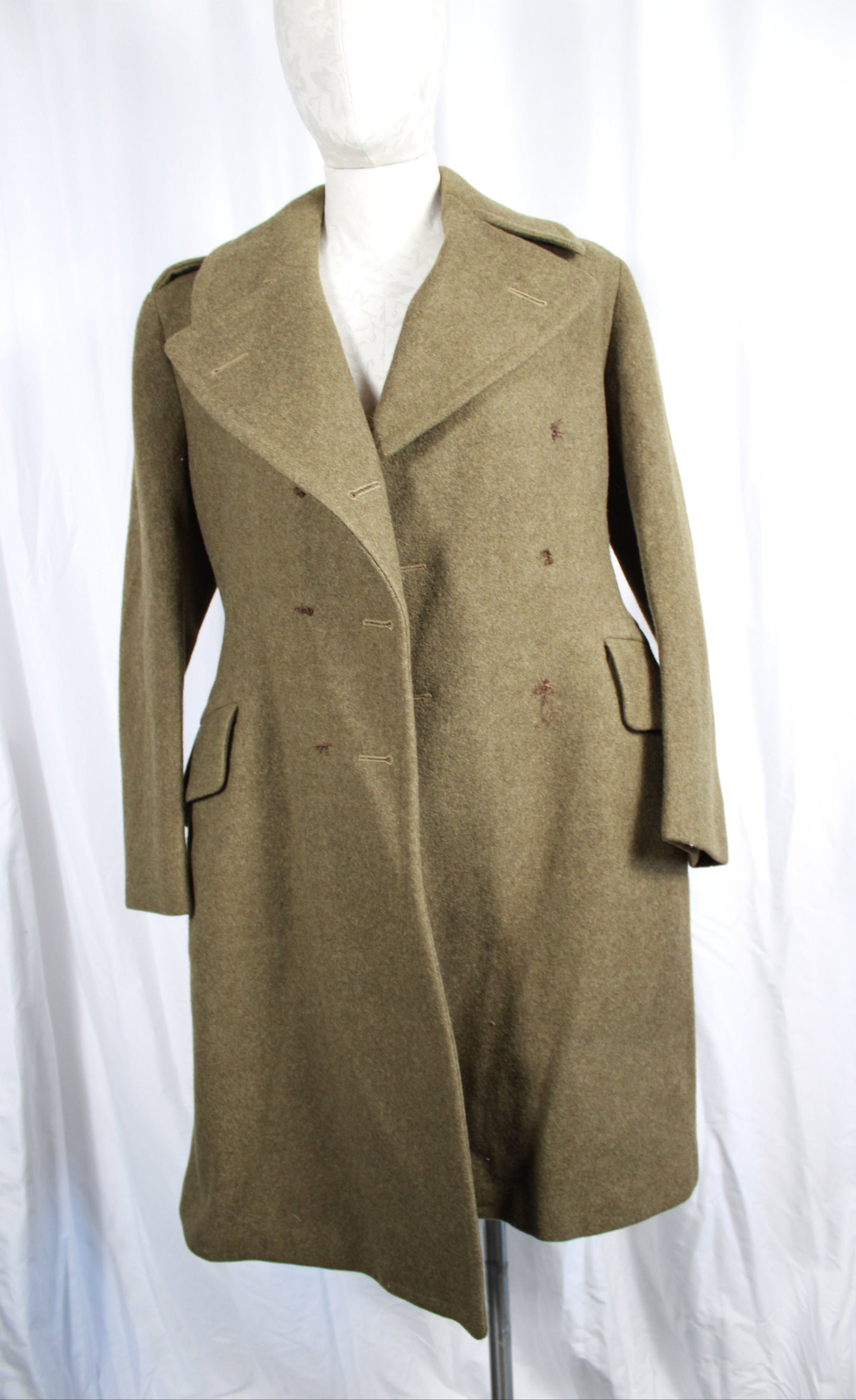 Vintage 1953-54 Rubenstein Bros Canadian Army 49 Pattern Wool Overcoat Jacket Size 2