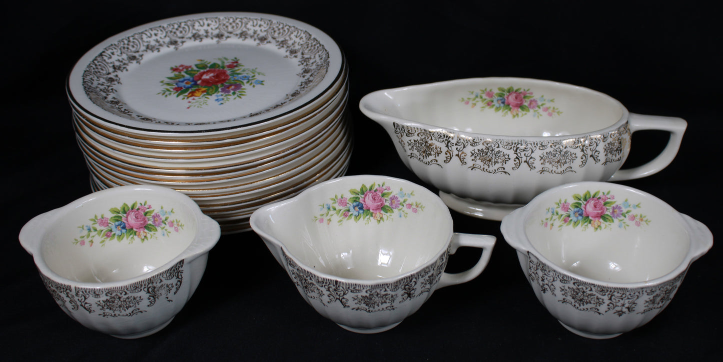 Limoges USA Rosalie Dinnerware Set - Warranted 22K Gold 126pcs
