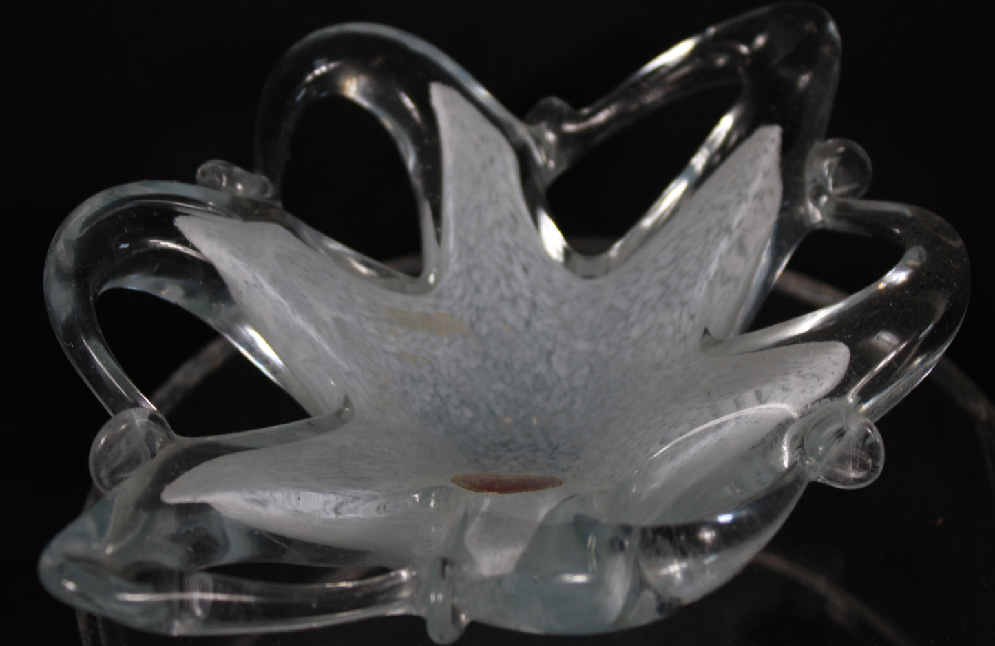 Murano Italy White Spatter Art Glass Starfish Bowl - With Original Sticker