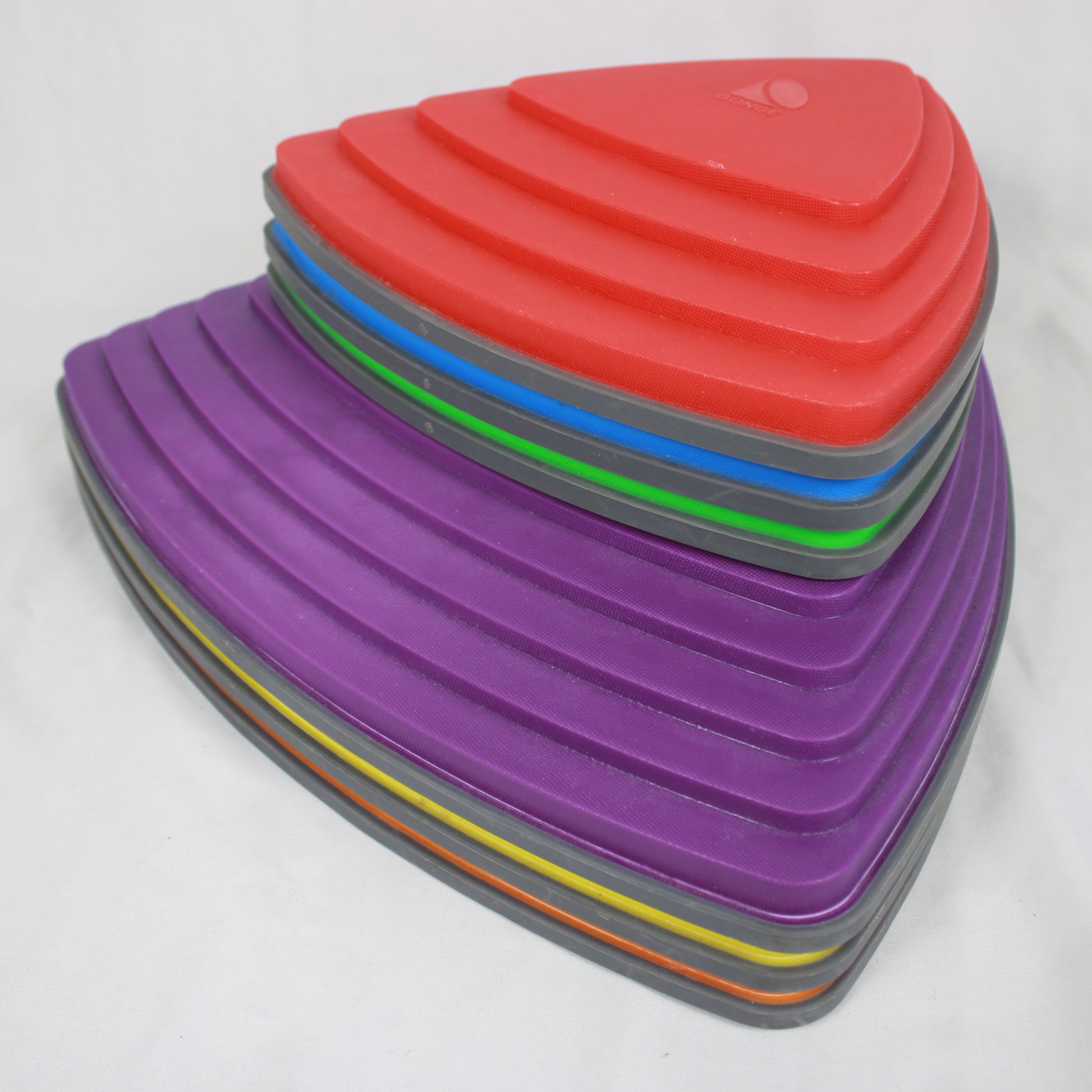 Stack of colorful triangular stepping stones