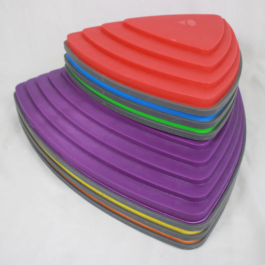 Stack of colorful triangular stepping stones