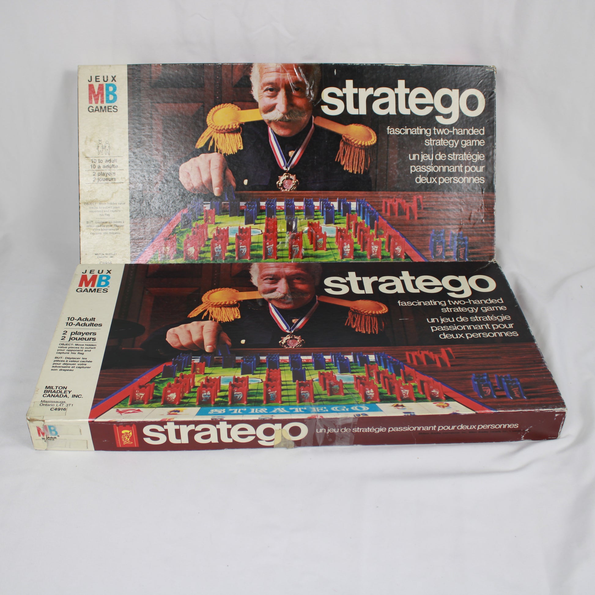 Stratego board game box with a vintage design on a white background