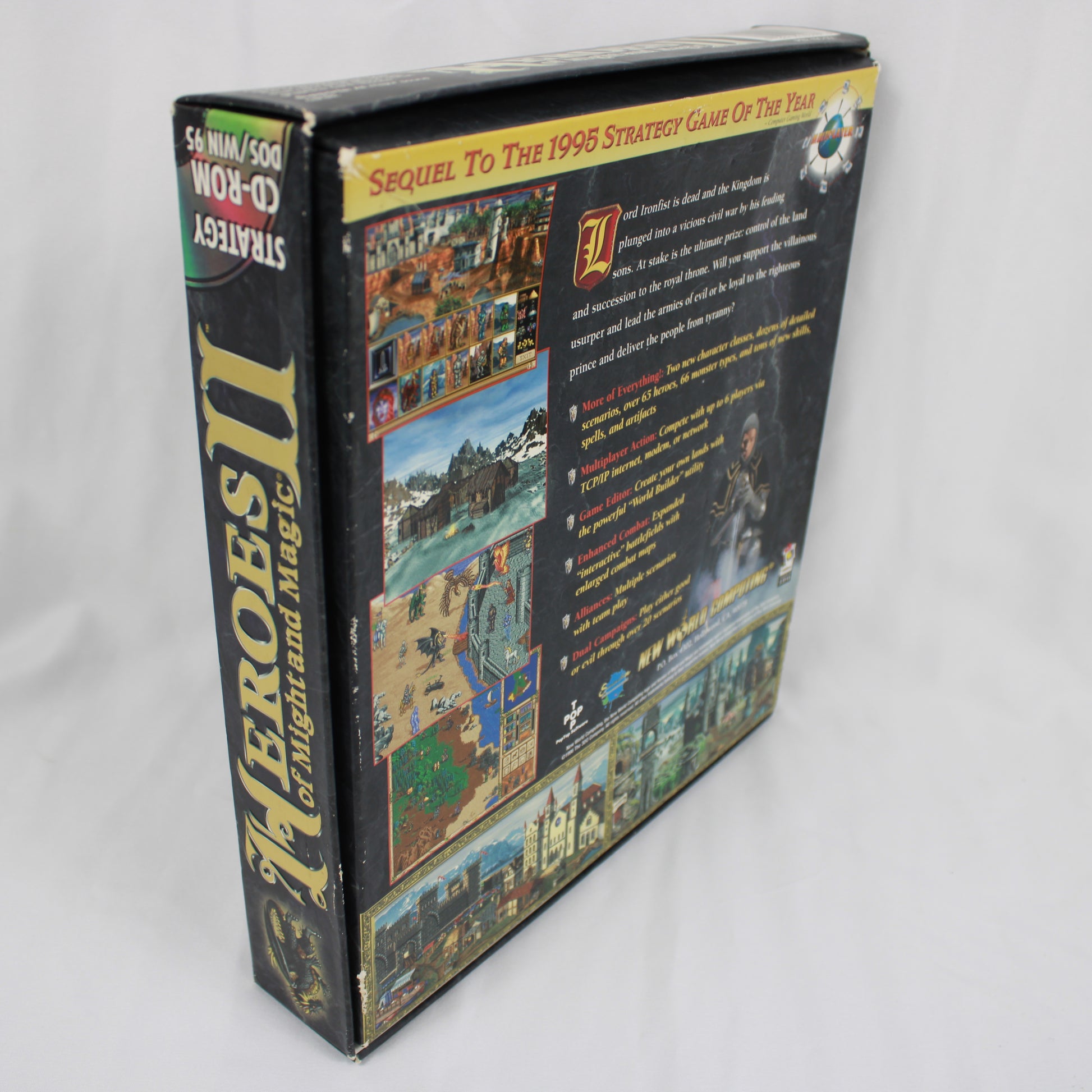 Board game box for 'Heroes of Might & Magic II' on a white background