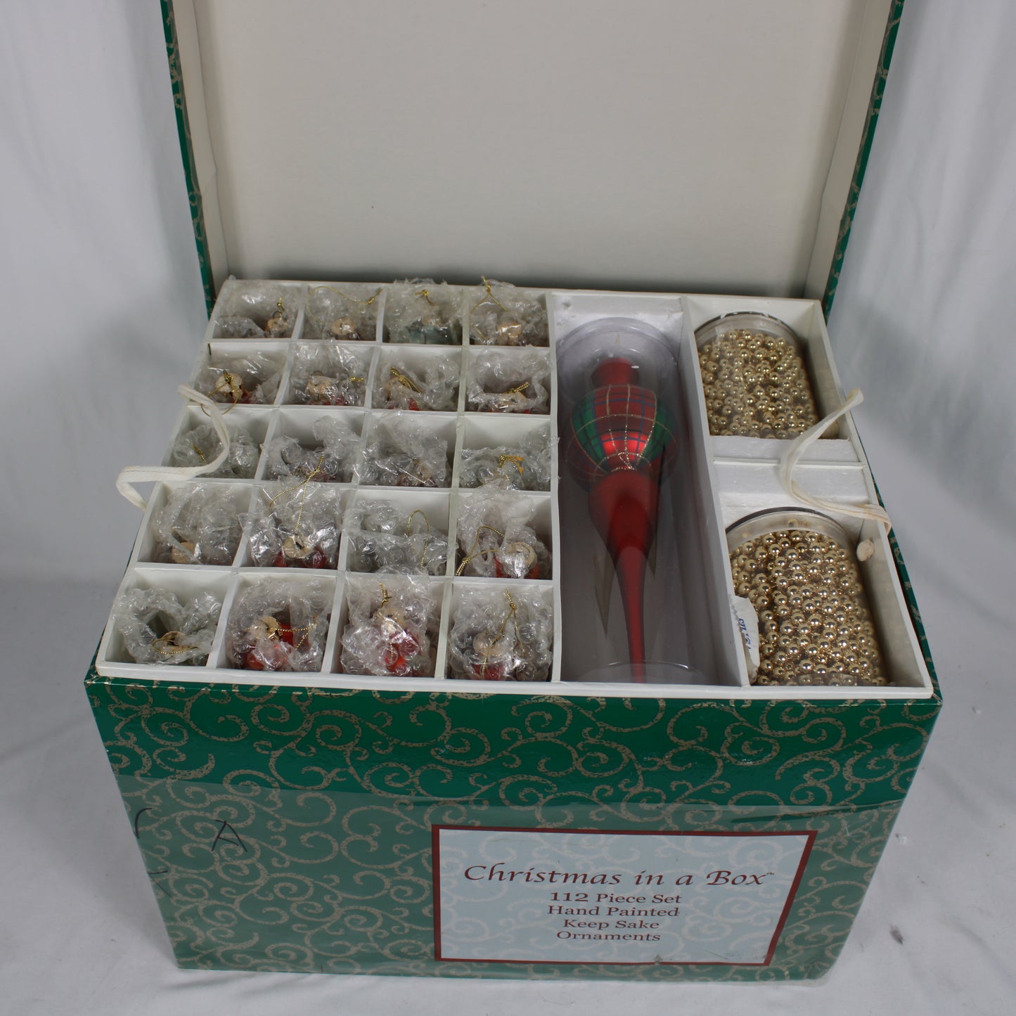 Vintage Christmas in a Box 112 Piece Hand Painted Keepsake Ornament Set