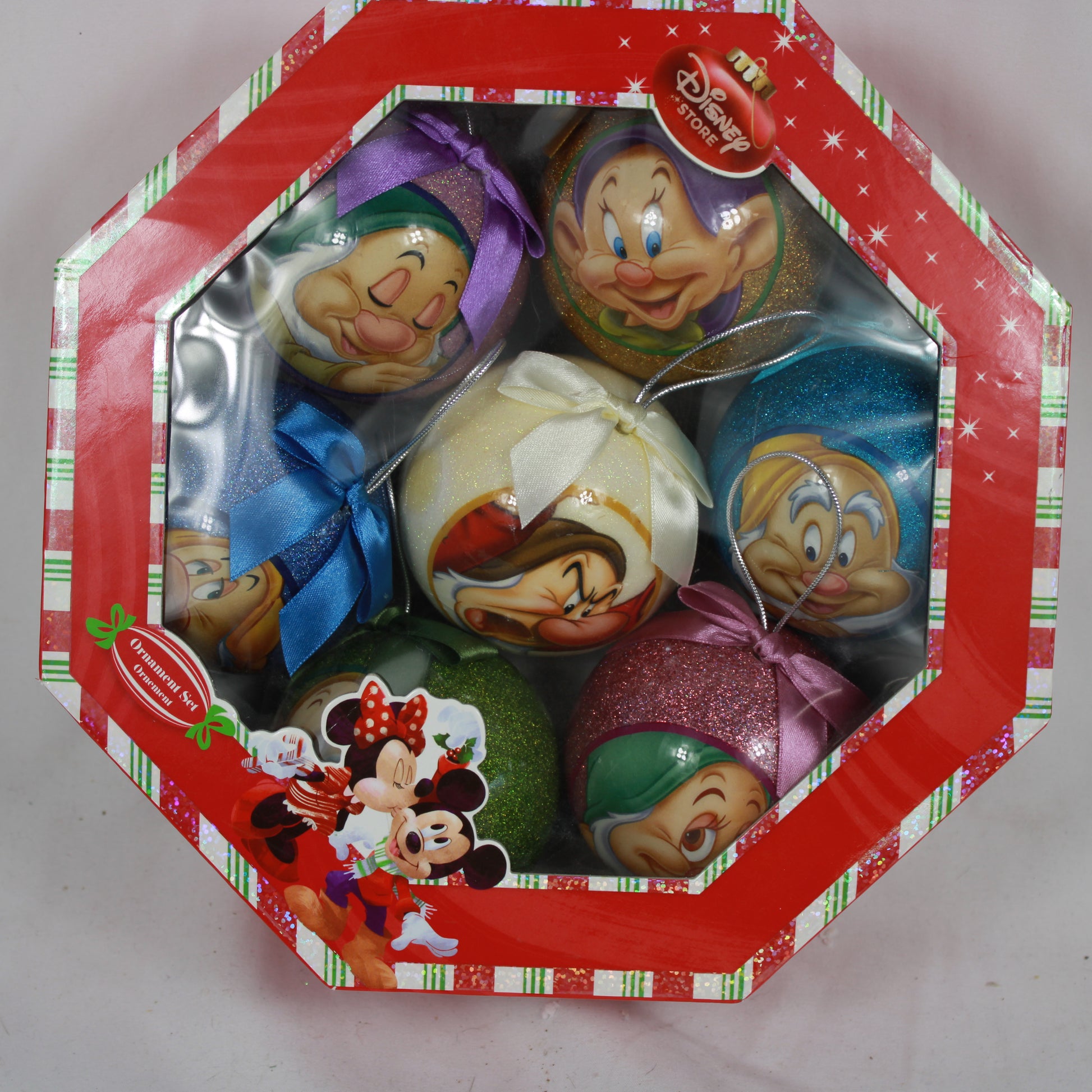 Snow White Seven Dwarfs Glitter Christmas Ornament 7 Piece Set
