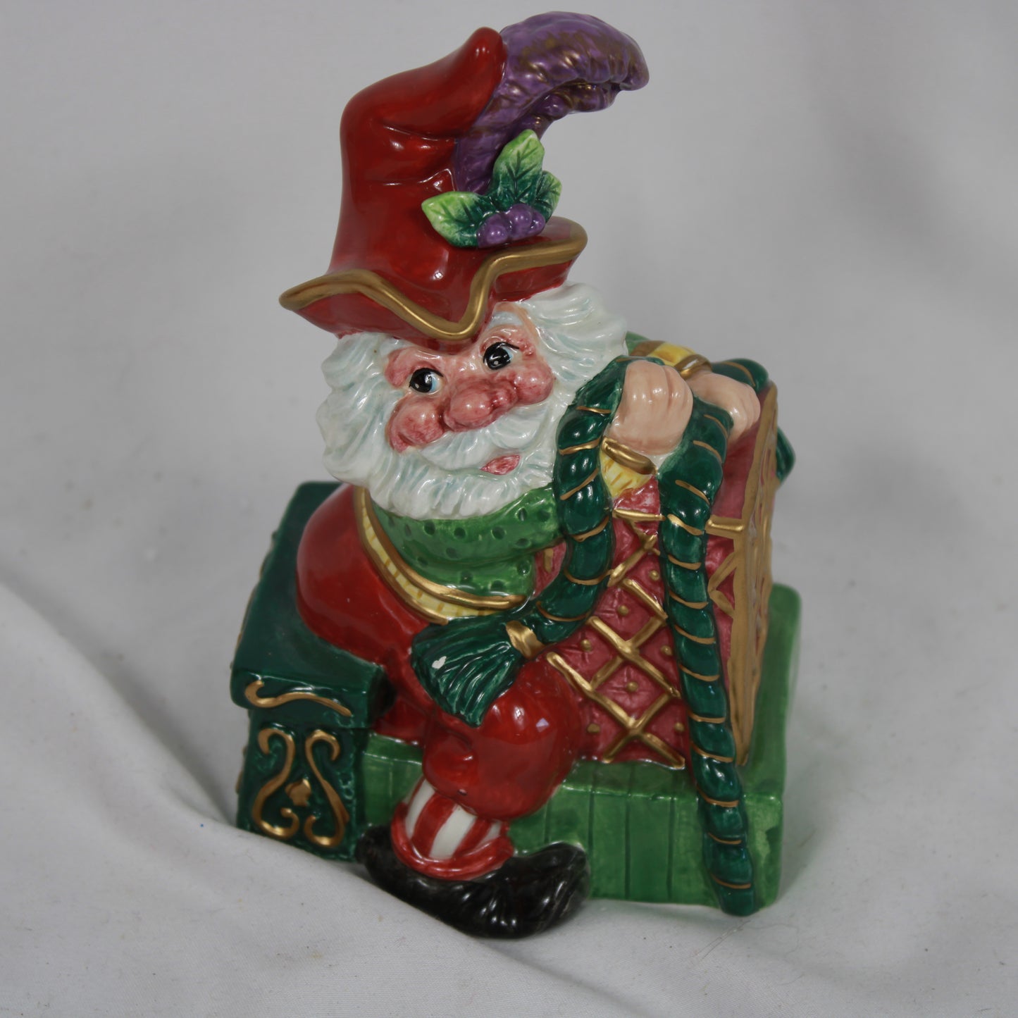 Fitz & Floyd 2003 Christmas Court Santa Ceramic Bell Figurine