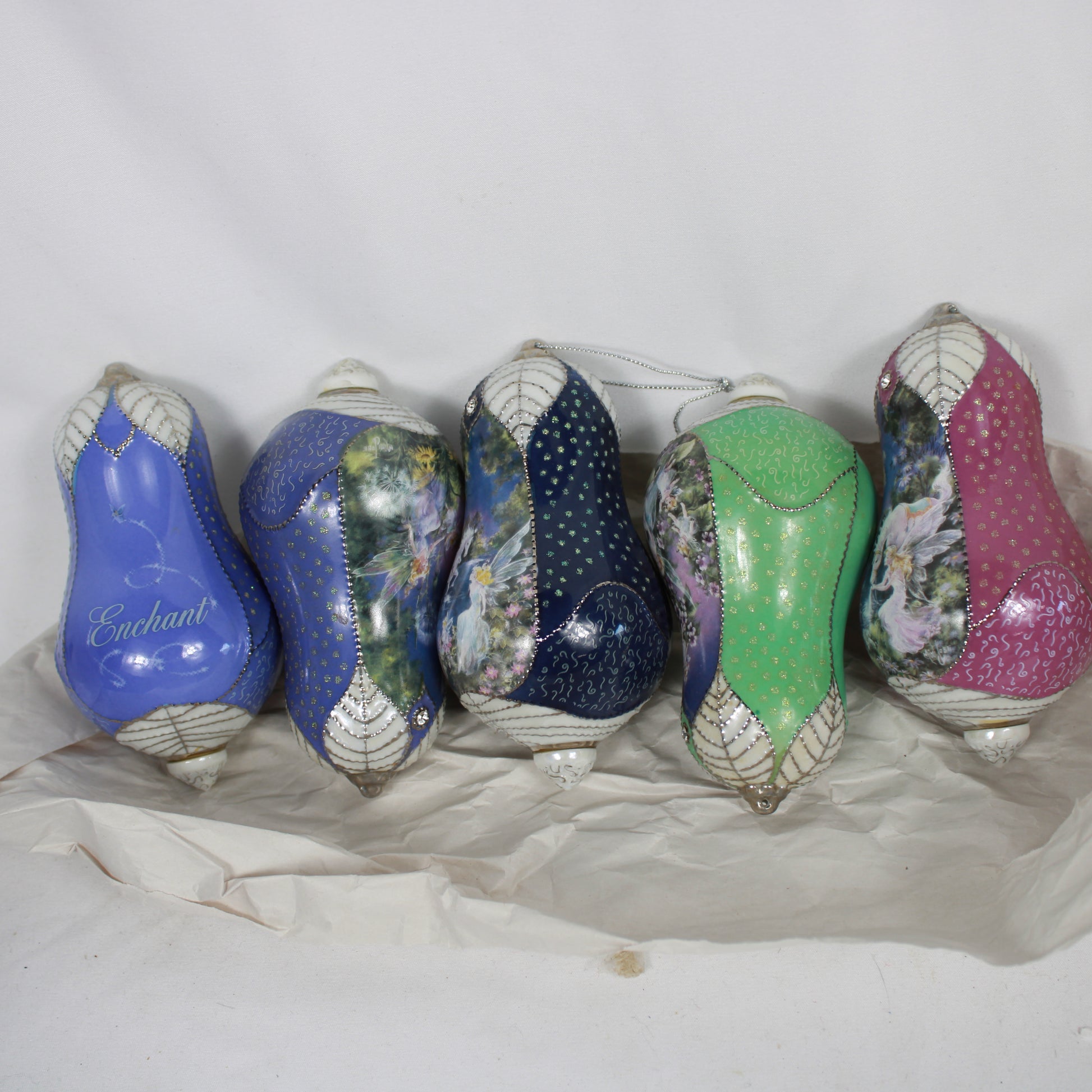 Bradford Exchange Mimi Jobe Fairyland Fairy Ornaments Set of 5