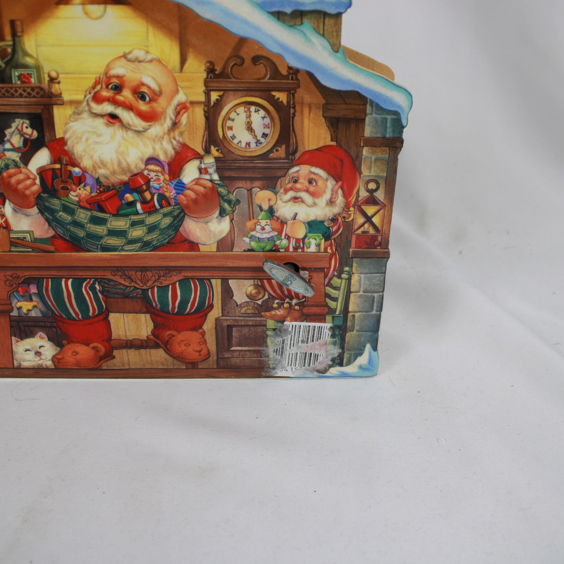 1994 San Francisco Music Box Co 3D Santa's Workshop Animated Wooden Music Box