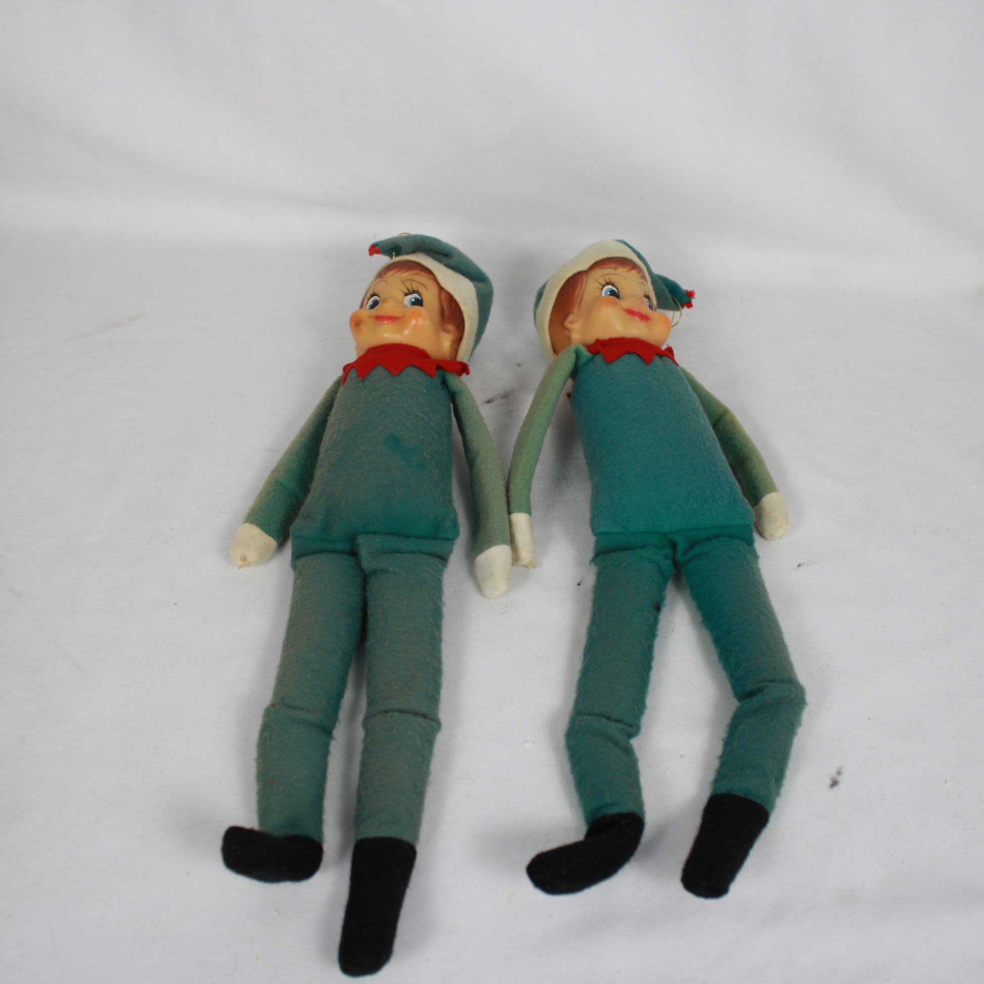 Vintage 1950s 1960s Felt Pixie Elf Christmas Ornaments
