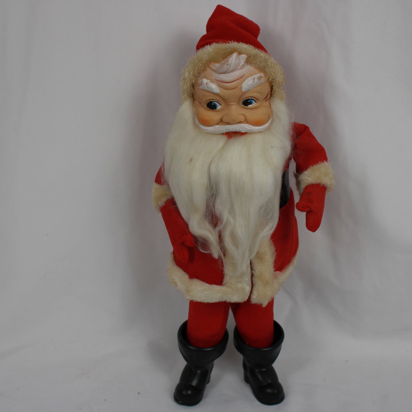 Vintage Mid-Century Standing Santa Claus Doll with Rubber Face