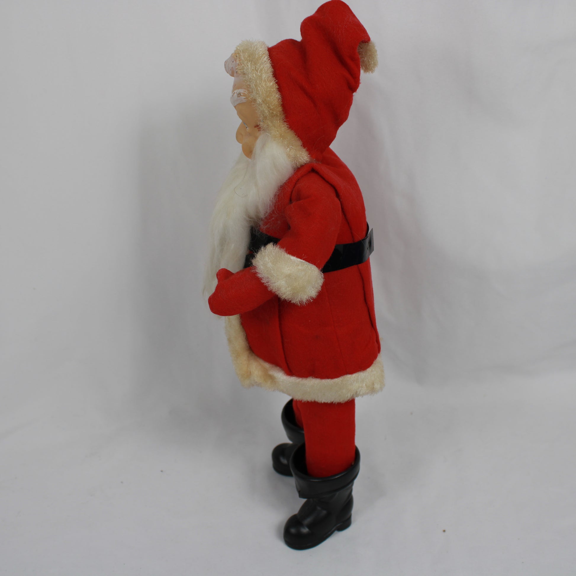 Vintage Mid-Century Standing Santa Claus Doll with Rubber Face