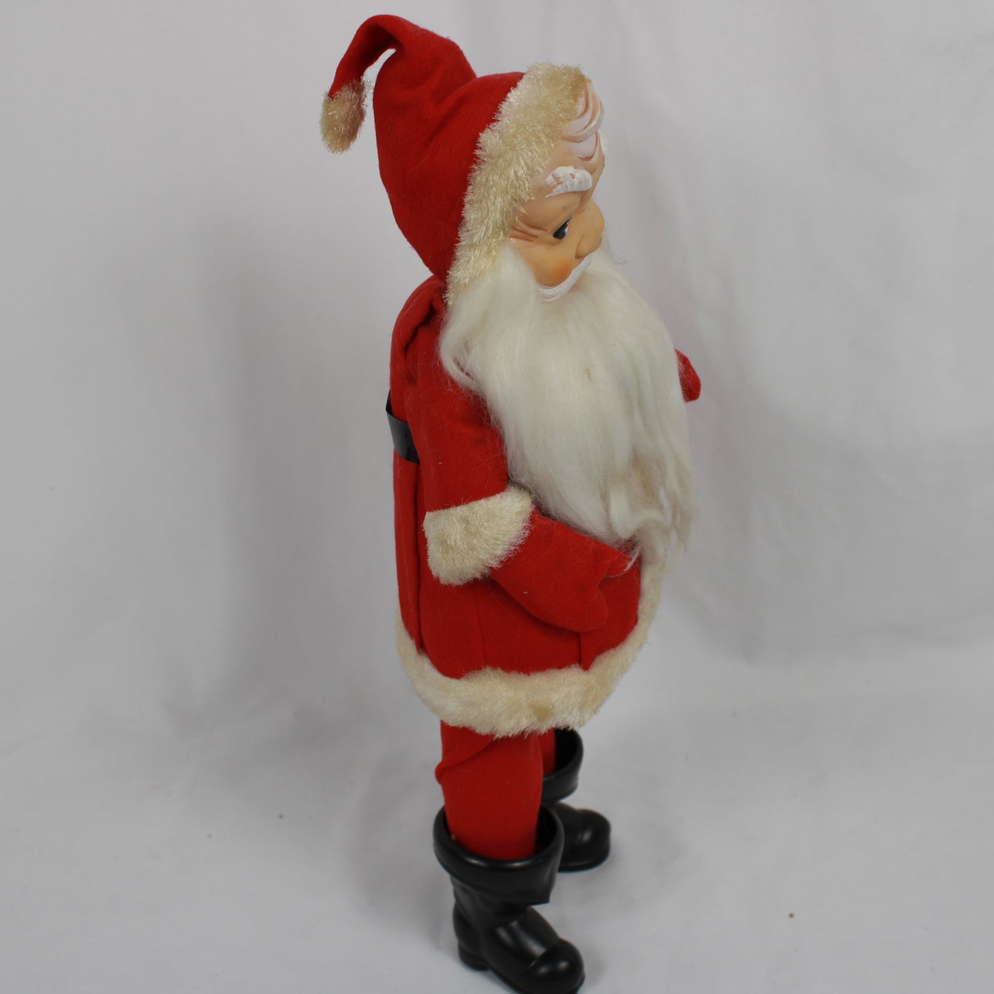 Vintage Mid-Century Standing Santa Claus Doll with Rubber Face