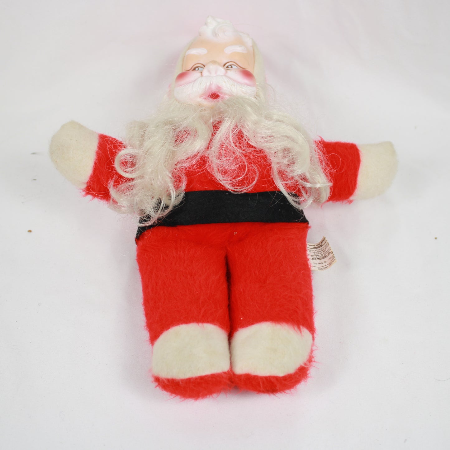 Vintage Mid-Century Plush Santa Claus Doll with Rubber Face