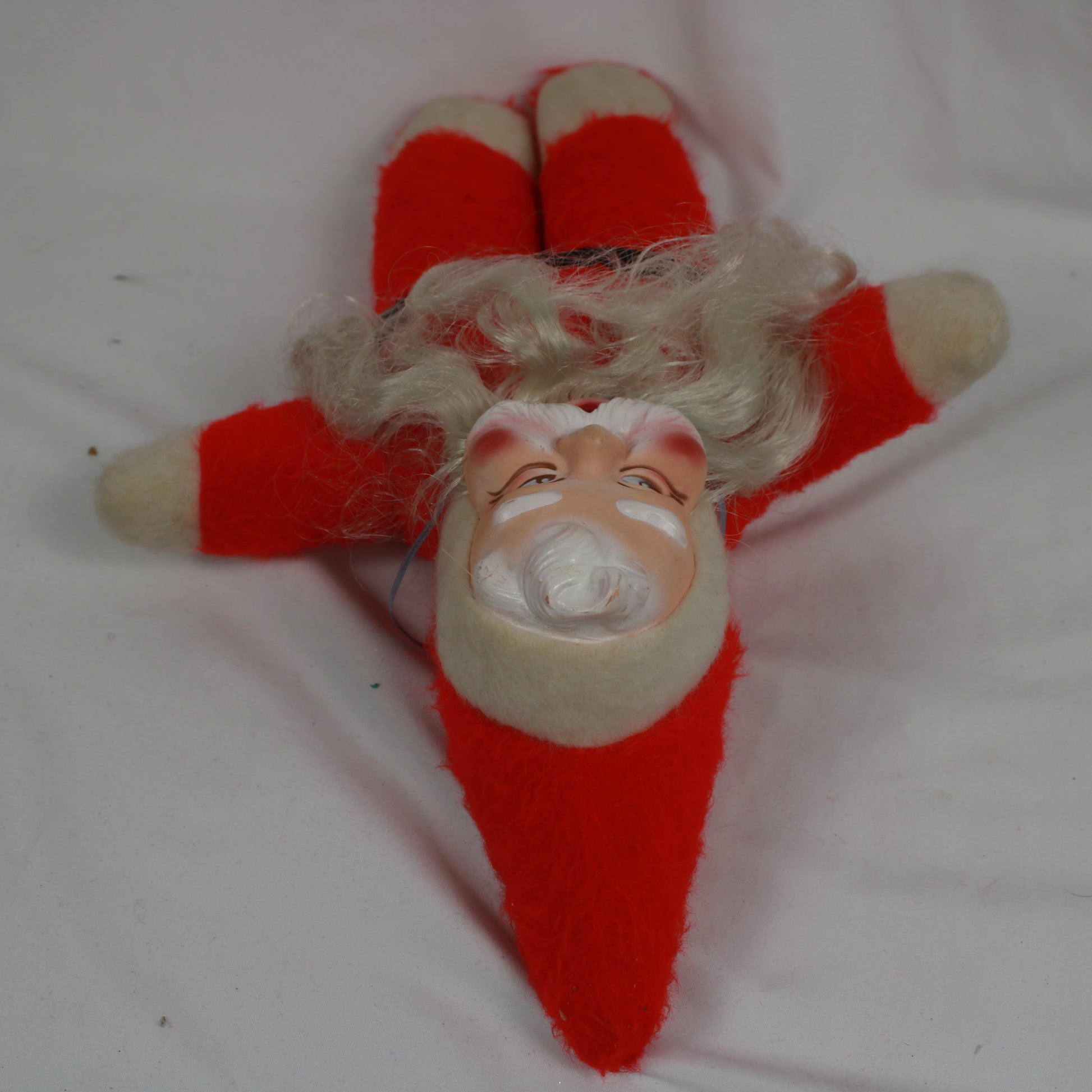 Vintage Mid-Century Plush Santa Claus Doll with Rubber Face